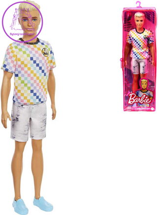MATTEL BRB Barbie panák model Ken kostkované tričko a kraťasy