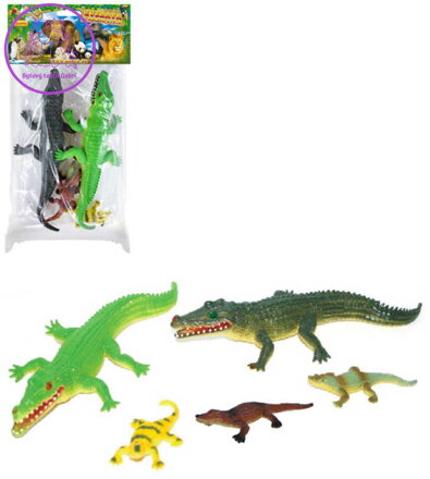 Krokodýli barevní set 5ks zvířátka figurky v sáčku plast