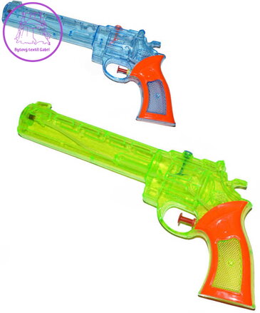 Pistolka dětská vodní barevná stříkací 28cm western transparentní 2 barvy Pistolka dětská vodní barevná stříkací 28cm western transparentní 2 barvy