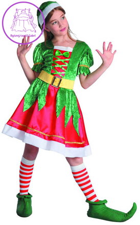 KARNEVAL Šaty Skřítek vel.M pro holky (120-130cm) 5-9 let *KOSTÝM*