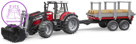 BRUDER 02046 (2046) Set traktor nakladač Massey Ferguson 7480 + přepravník s kládami