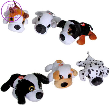 PLYŠ Pejsek ležící 15cm na baterie Zvuk 6 druhů *PLYŠOVÉ HRAČKY*