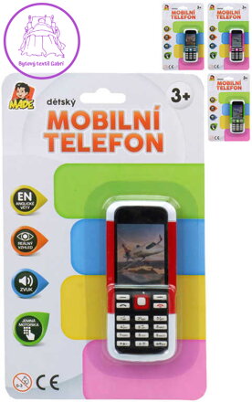 Telefon dětský 11cm tlačítkový mobil na baterie 4 barvy AJ Zvuk na kartě