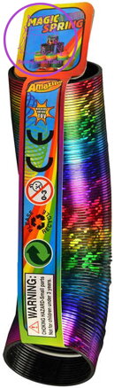 Pružina magická spirála 17cm duhová metalická plast