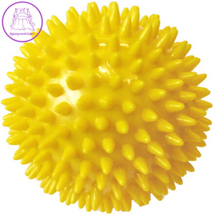 ACRA Míček masážní 7,5cm žlutý balónek ježek s bodlinkami v krabici