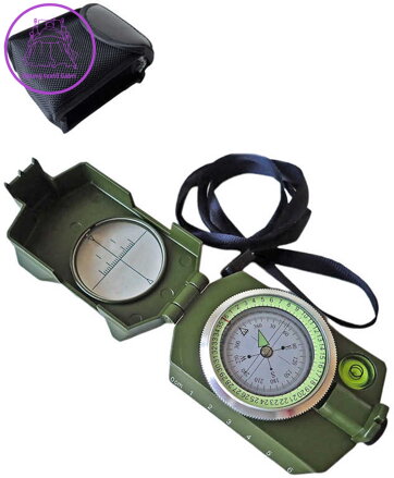 ACRA Buzola army kompas s funkcemi s teploměrem textilní pouzdro