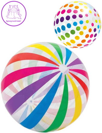 INTEX Míč nafukovací 107cm průhledný puntíky / proužky 2 druhy na vodu 59065