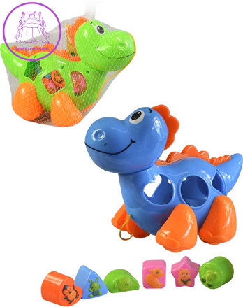 Dinosaurus baby vkládací set s 6 kostkami zvířátka 2 barvy plast