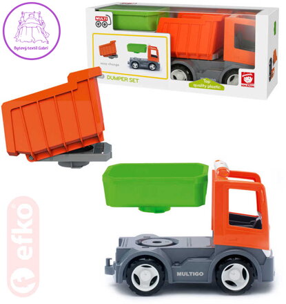 EFKO IGRÁČEK MultiGO Auto stavební sklápěčka set se 2 korbami STAVEBNICE