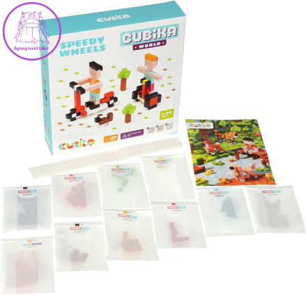 CUBIKA DŘEVO Pixel Stavebnice 3D Rychlá kola 200 dílků 1x1cm