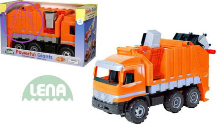 LENA Auto Mercedes popelář 75cm 2026 set kuka vůz s popelnicí plastový