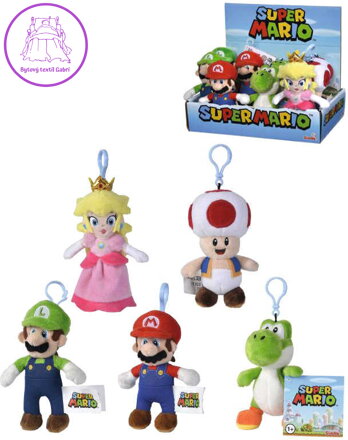 SIMBA PLYŠ Baby klíčenka Super Mario přívěsek na klíče 5 druhů
