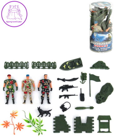 Vojáci army herní set 3 plastové figurky vojenské se zbraněmi a doplňky v tubě plast