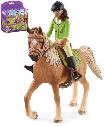 SCHLEICH Sarah na koni figurka ručně malovaná herní set s doplňky plast