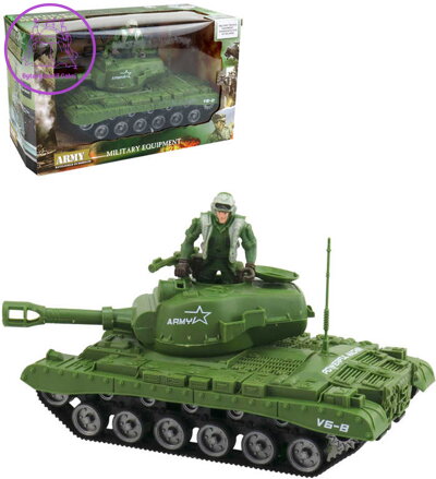 Tank obrněné vozidlo 26cm na setrvačník set s figurkou a doplňky plast