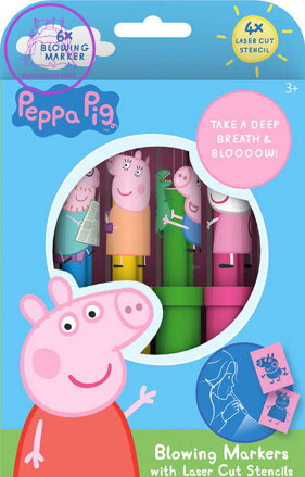 JIRI MODELS Fixy foukací 6ks Peppa Pig set se 4 šablonami