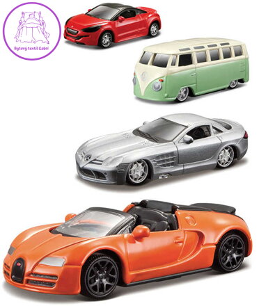 BBURAGO Auto kovové 8cm model 1:64 různé druhy na kartě