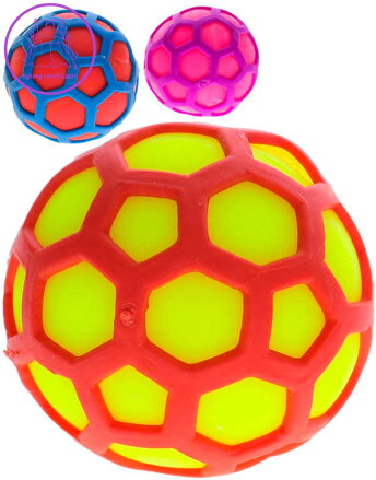 Míček hexagon strečový 6,5cm síťkový bublinový balónek 3 barvy plast
