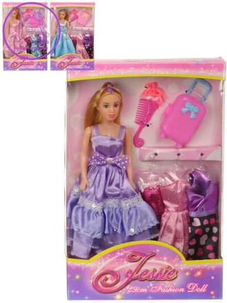 Módní fashion panenka 29cm set s náhradními šaty a doplňky 3 druhy v krabici
