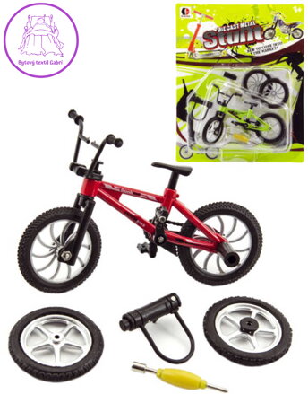 Kolo trikové prstové šroubovací 10cm freestyle bike set s doplňky 2 barvy kov