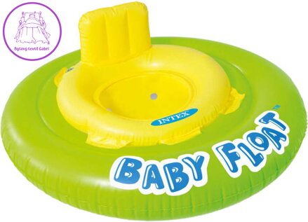 INTEX Baby float nafukovací kruh s otvory na nohy 76cm s křížem žlutozelený