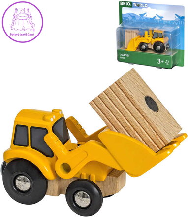 BRIO DŘEVO Set čelní nakladač s nákladem doplněk k vláčkodráze