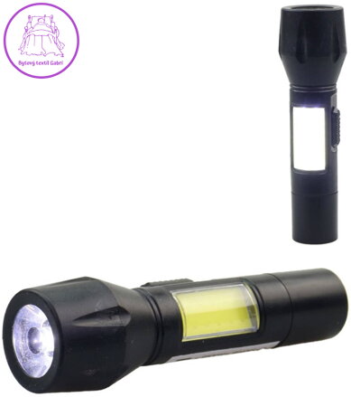 Baterka mini černá pracovní svítilna na dobíjecí baterii USB 2v1 Světlo