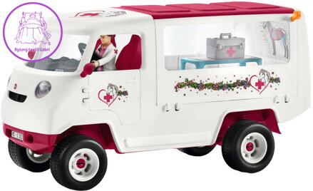 SCHLEICH Mobilní veterinární klinika set s klisnou a ošetřovatelem plast