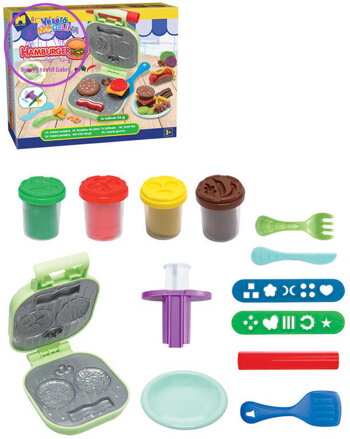 MAC TOYS Modelína veselá Burger kreativní set s nástroji výroba hamburgeru