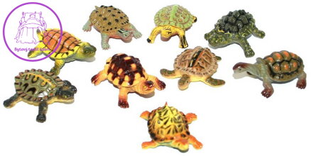 Želvy barevné 5cm set 9ks zvířátka figurky různé druhy v sáčku plast