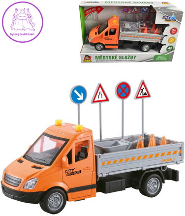Auto pracovní set s dopravními značkami na setrvačník na baterie Světlo Zvuk