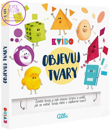 ALBI Kvído Objevuj Tvary naučná kniha interaktivní překlápěcí stránky