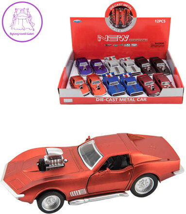 Auto sportovní kovový model 12cm zpětný chod na baterie 3 druhy Zvuk