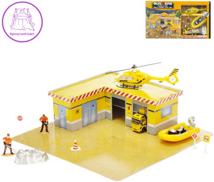 Stavební puzzle set 33ks + 2 auta kov 11-17cm s doplňky v krabičce