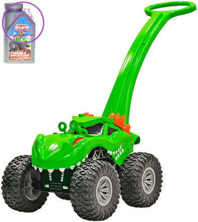 Auto dinosaurus monster truck 30cm s bublifukovačem zelené s náplní na baterie