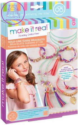 Náramky a náhrdelník zlatá edice dětský kreativní set s korálky a doplňky