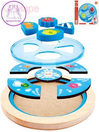 HAPE DŘEVO Baby puzzle kruhové moře skládačka v rámečku pro miminko