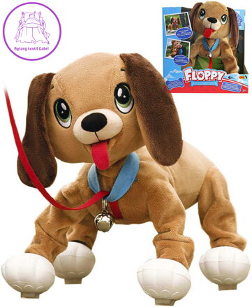 EP Line PLYŠ Pejsek Floppy 28cm poskakující štěně na vodítku *PLYŠOVÉ HRAČKY*
