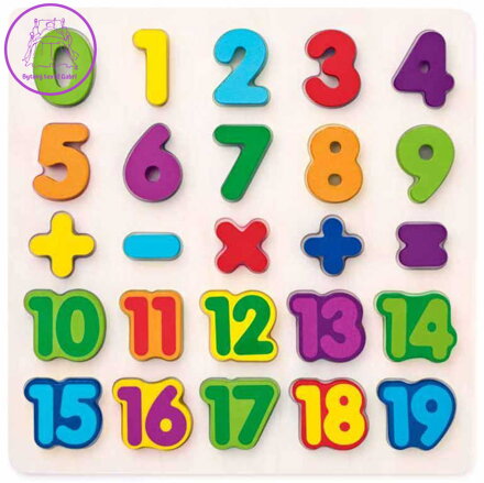 WOODY DŘEVO Puzzle vkládací číslice na desce *DŘEVĚNÉ HRAČKY*