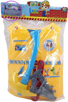 Opravář dětský set 6ks vesta s nářadím a doplňky v sáčku plast