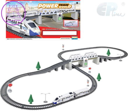 EP Line Power Train World vláčkodráha základní set mašinka s vagonem na baterie