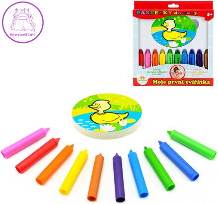 Pastelky do vany moje první zvířátka set 10ks s houbičkou smývatelné