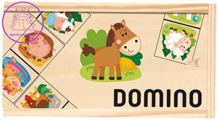 DŘEVO Hra Domino obrázkové zvířátka 28 kamenů *SPOLEČENSKÉ HRY*