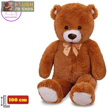 PLYŠ Medvěd 100cm hnědý velký s mašlí *PLYŠOVÉ HRAČKY*