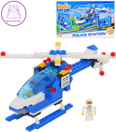 Stavebnice BuildMeUP Policejní stanice Helikoptéra 122 dílků plast