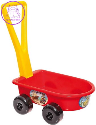 Vozík dětský plastový tahací červený na písek plast