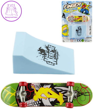 Skateboard prstový set s rampou různé druhy plast na kartě