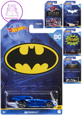 MATTEL HOT WHEELS Auto tématické Batman 5 druhů na kartě