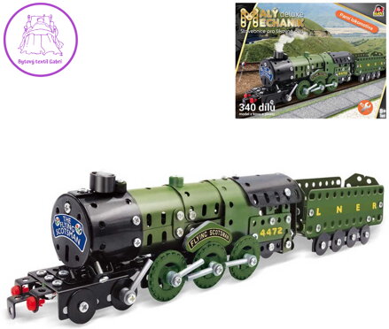 MALÝ MECHANIK Parní lokomotiva 340 dílků kovová STAVEBNICE typu Merkur MALÝ MECHANIK Parní lokomotiva 340 dílků kovová STAVEBNICE typu Merkur