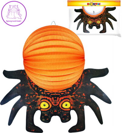 Lampión krčený papírový 3D Halloween pavouk 25cm na svíčku